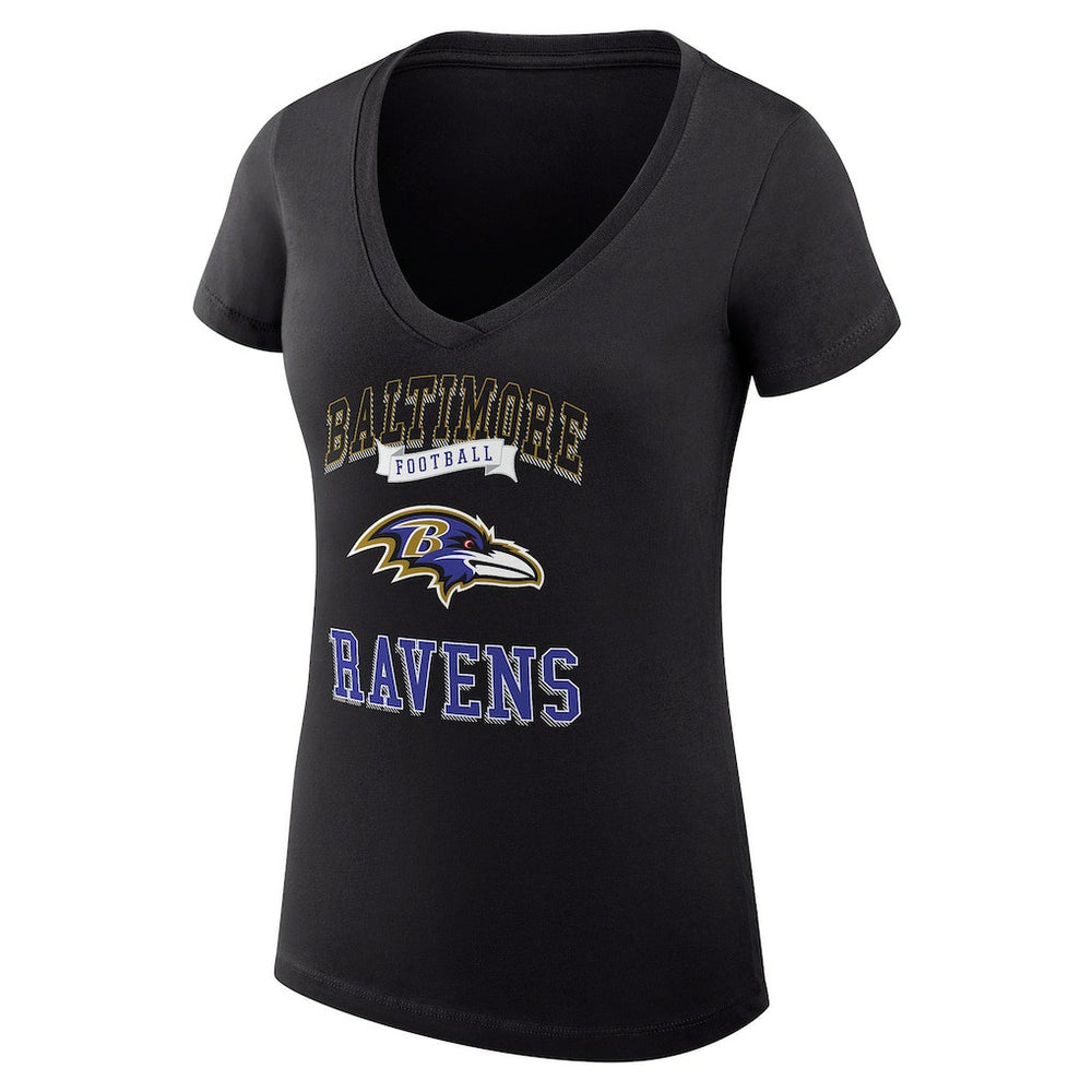 Baltimore Ravens G-III 4Her by Carl Banks Women's Super-Slim Fit Lightweight Team Logo Graphic V-Neck T-Shirt - Black cheap