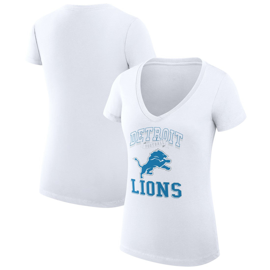 Detroit Lions G-III 4Her by Carl Banks Women's Super-Slim Fit Lightweight Team Logo Graphic V-Neck T-Shirt - White outlet