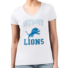 Detroit Lions G-III 4Her by Carl Banks Women's Super-Slim Fit Lightweight Team Logo Graphic V-Neck T-Shirt - White outlet