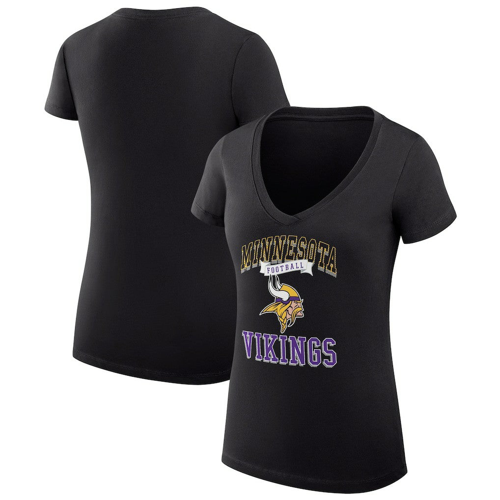 Minnesota Vikings G-III 4Her by Carl Banks Women's Super-Slim Fit Lightweight Team Logo Graphic V-Neck T-Shirt - Black sale