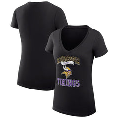 Minnesota Vikings G-III 4Her by Carl Banks Women's Super-Slim Fit Lightweight Team Logo Graphic V-Neck T-Shirt - Black sale