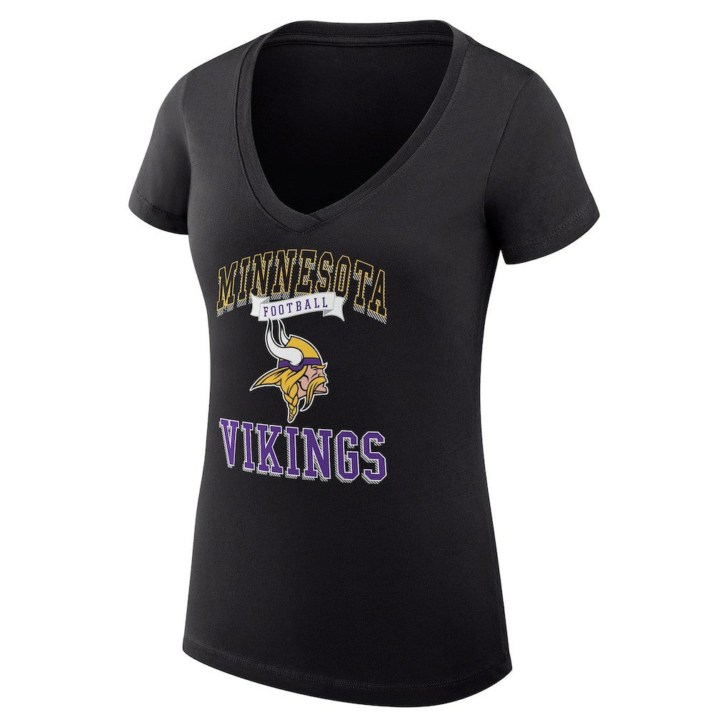 Minnesota Vikings G-III 4Her by Carl Banks Women's Super-Slim Fit Lightweight Team Logo Graphic V-Neck T-Shirt - Black sale