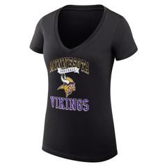 Minnesota Vikings G-III 4Her by Carl Banks Women's Super-Slim Fit Lightweight Team Logo Graphic V-Neck T-Shirt - Black sale