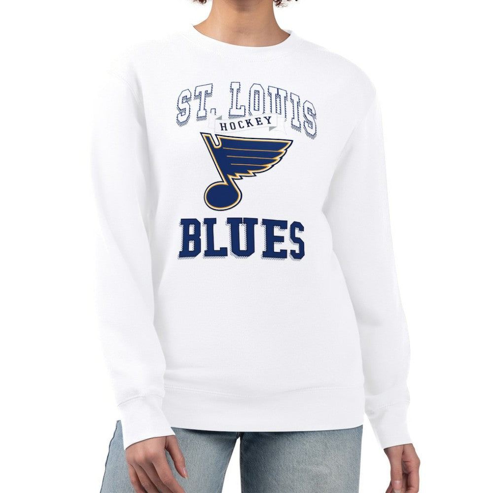 St. Louis Blues G-III 4Her by Carl Banks Women's Team Logo Tri-Blend Fleece Pullover Sweatshirt - White Sweatshirts