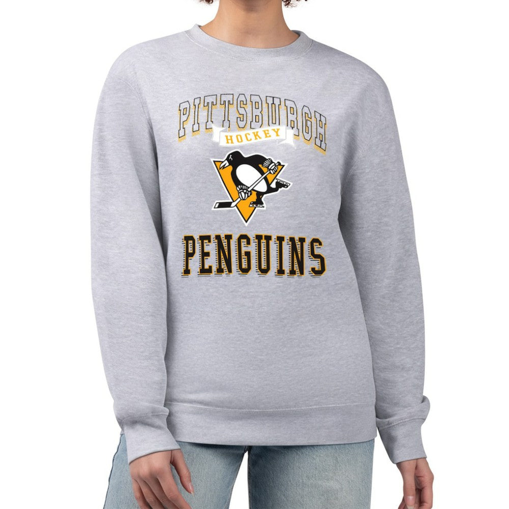 Pittsburgh Penguins G-III 4Her by Carl Banks Women's Team Logo Tri-Blend Fleece Pullover Sweatshirt - Heather Gray Sweatshirts