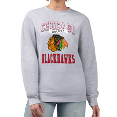 Chicago Blackhawks G-III 4Her by Carl Banks Women's Team Logo Tri-Blend Fleece Pullover Sweatshirt - Heather Gray Sweatshirts