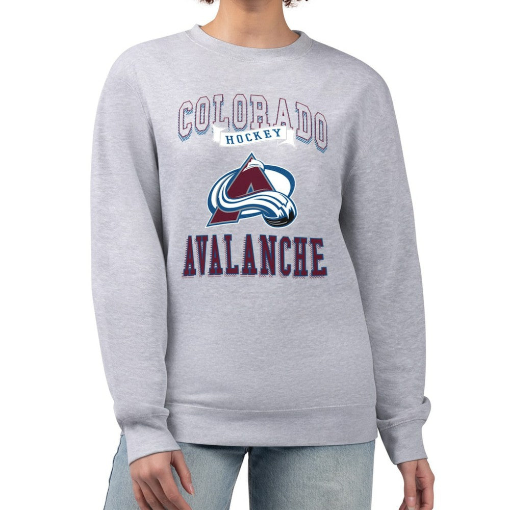 Colorado Avalanche G-III 4Her by Carl Banks Women's Team Logo Tri-Blend Fleece Pullover Sweatshirt - Heather Gray Sweatshirts