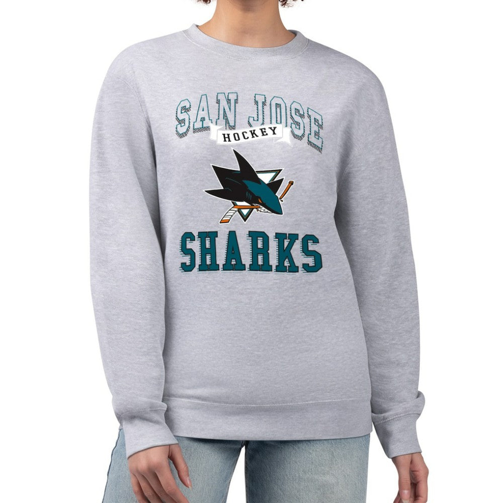 San Jose Sharks G-III 4Her by Carl Banks Women's Team Logo Tri-Blend Fleece Pullover Sweatshirt - Heather Gray Sweatshirts