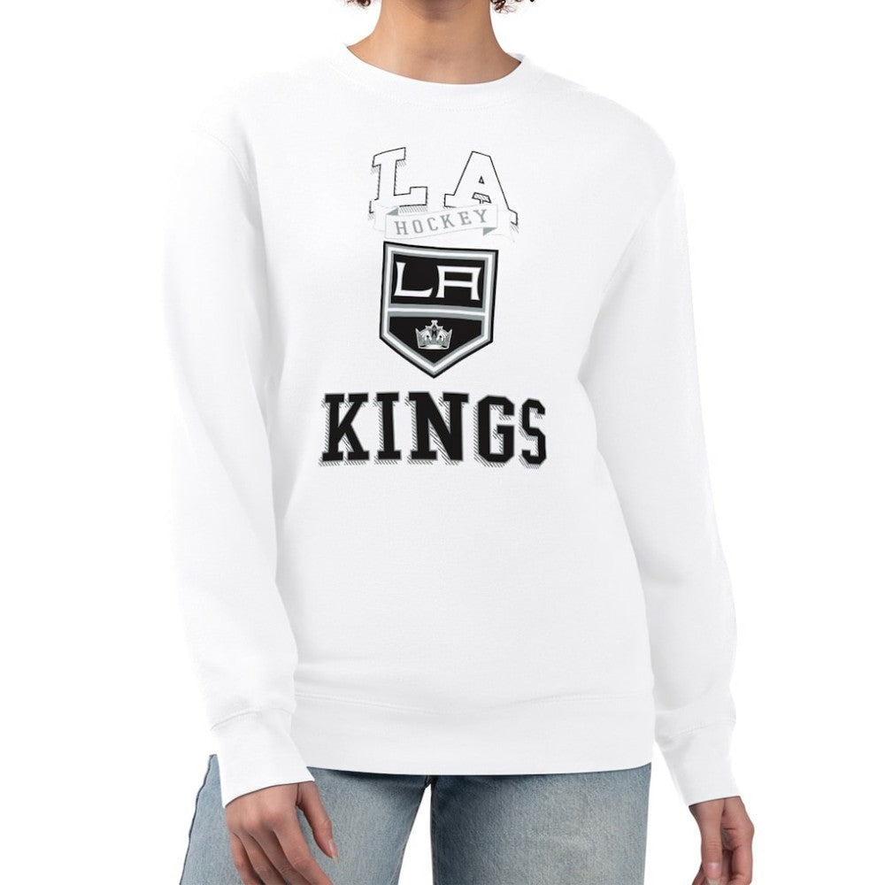 Los Angeles Kings G-III 4Her by Carl Banks Women's Team Logo Tri-Blend Fleece Pullover Sweatshirt - White Sweatshirts