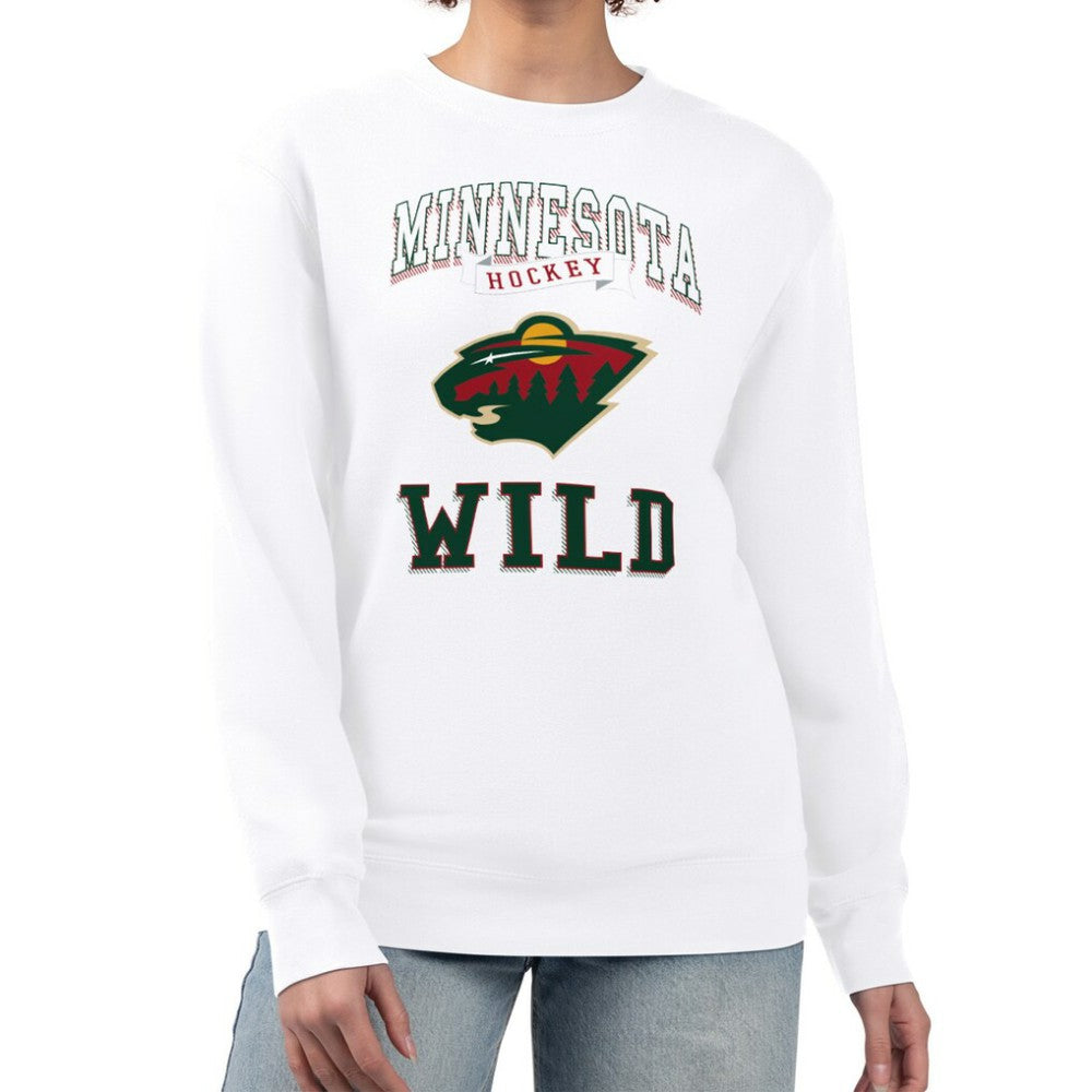 Minnesota Wild G-III 4Her by Carl Banks Women's Team Logo Tri-Blend Fleece Pullover Sweatshirt - White Sweatshirts