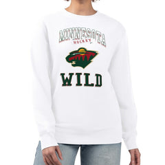 Minnesota Wild G-III 4Her by Carl Banks Women's Team Logo Tri-Blend Fleece Pullover Sweatshirt - White Sweatshirts