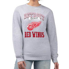 Detroit Red Wings G-III 4Her by Carl Banks Women's Team Logo Tri-Blend Fleece Pullover Sweatshirt - Heather Gray Sweatshirts