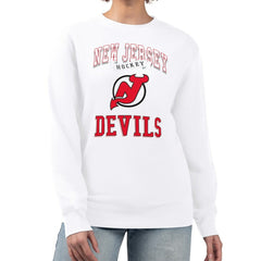 New Jersey Devils G-III 4Her by Carl Banks Women's Team Logo Tri-Blend Fleece Pullover Sweatshirt - White Sweatshirts