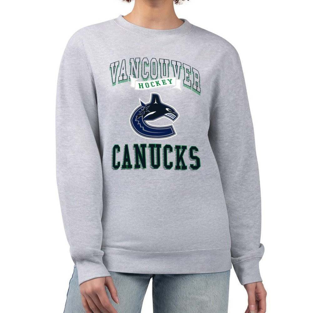 Vancouver Canucks G-III 4Her by Carl Banks Women's Team Logo Tri-Blend Fleece Pullover Sweatshirt - Heather Gray Sweatshirts