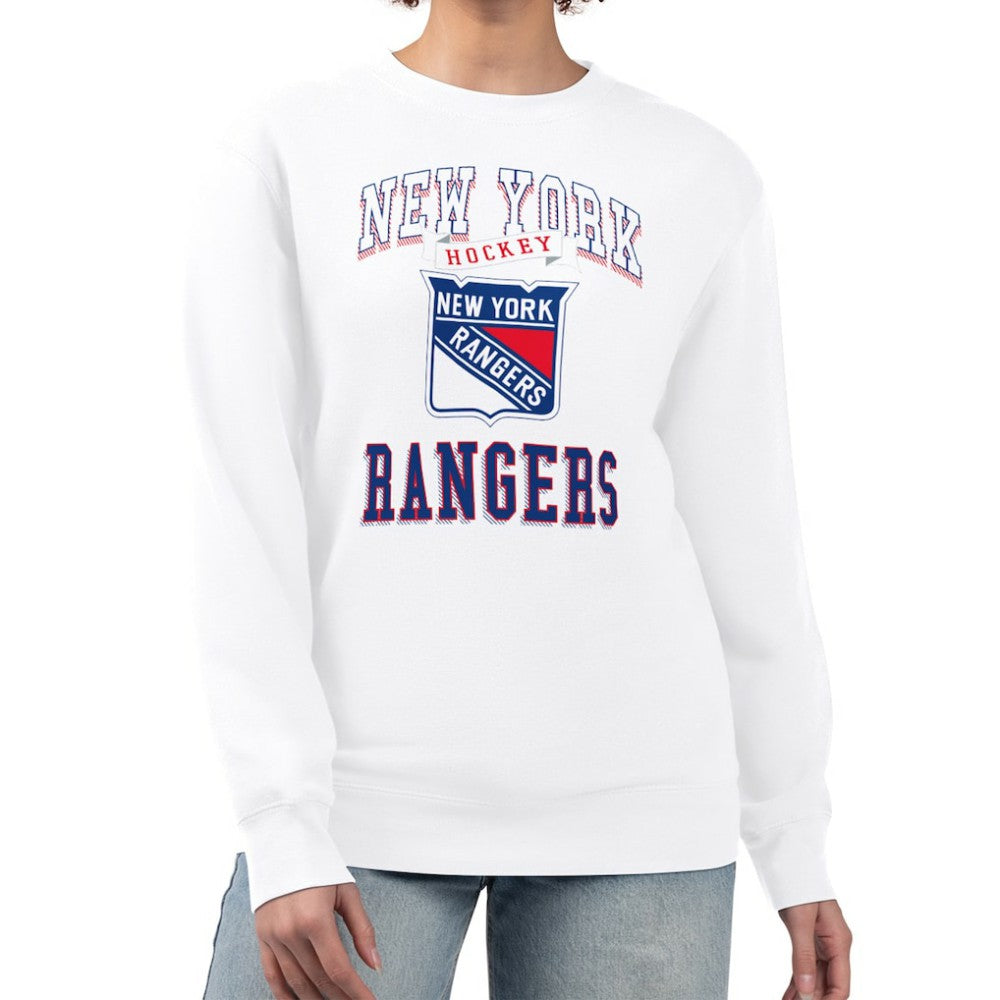 New York Rangers G-III 4Her by Carl Banks Women's Team Logo Tri-Blend Fleece Pullover Sweatshirt - White Sweatshirts
