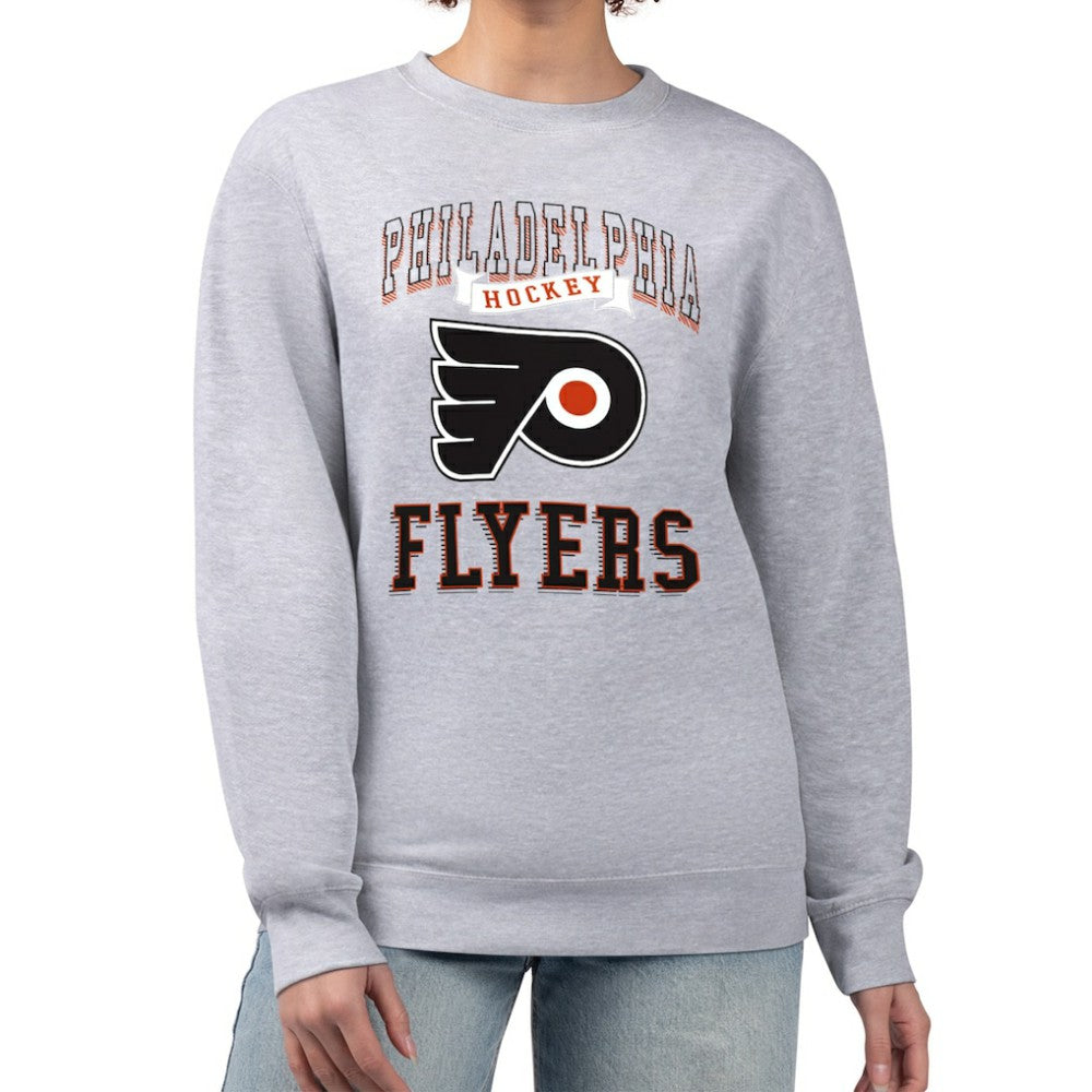 Philadelphia Flyers G-III 4Her by Carl Banks Women's Team Logo Tri-Blend Fleece Pullover Sweatshirt - Heather Gray Sweatshirts