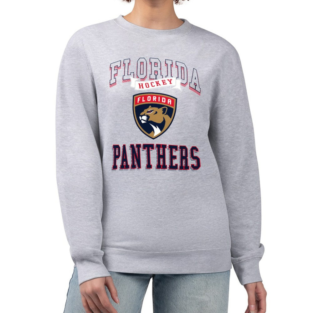 Florida Panthers G-III 4Her by Carl Banks Women's Team Logo Tri-Blend Fleece Pullover Sweatshirt - Heather Gray Sweatshirts