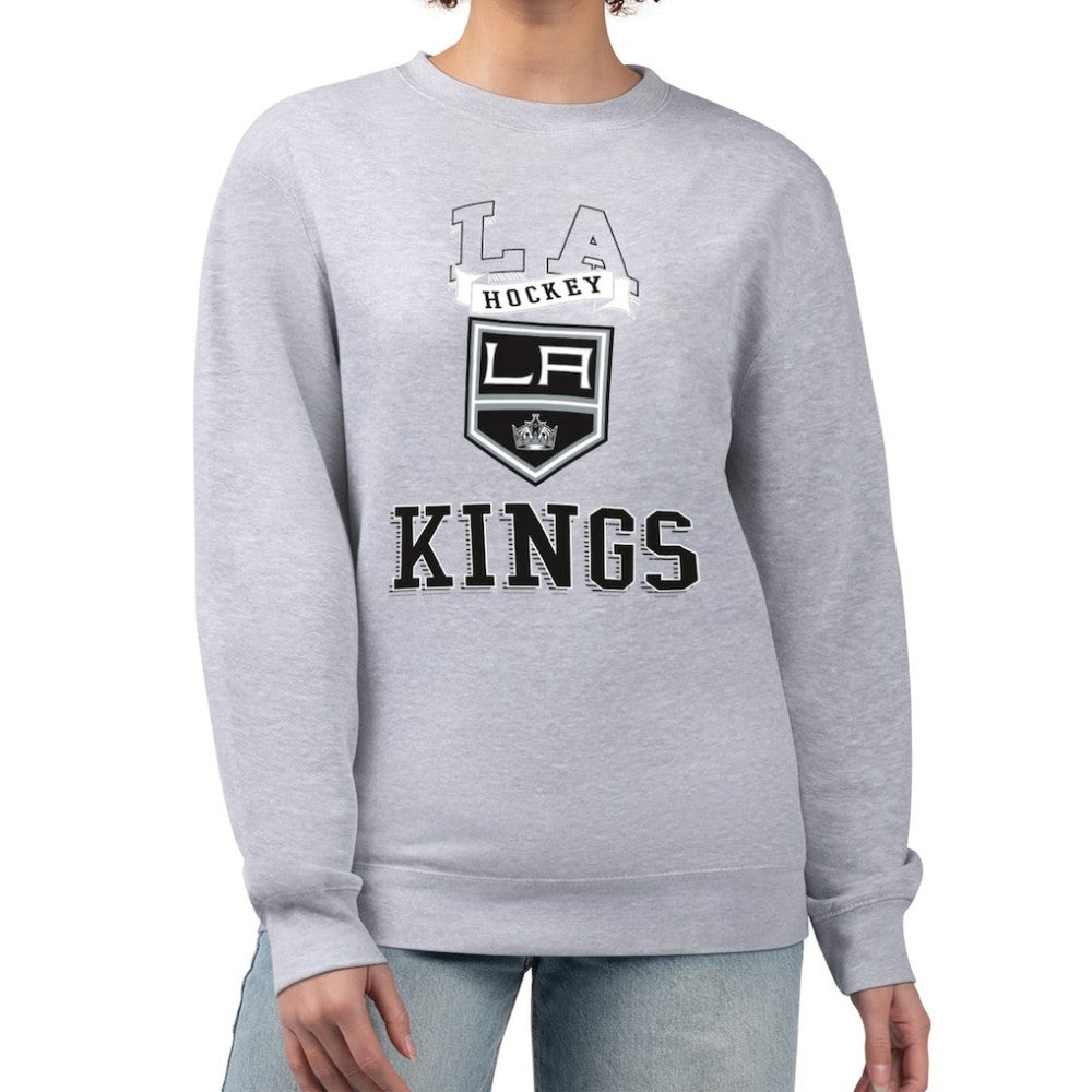 Los Angeles Kings G-III 4Her by Carl Banks Women's Team Logo Tri-Blend Fleece Pullover Sweatshirt - Heather Gray Sweatshirts