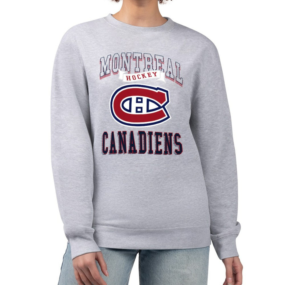 Montreal Canadiens G-III 4Her by Carl Banks Women's Team Logo Tri-Blend Fleece Pullover Sweatshirt - Heather Gray Sweatshirts