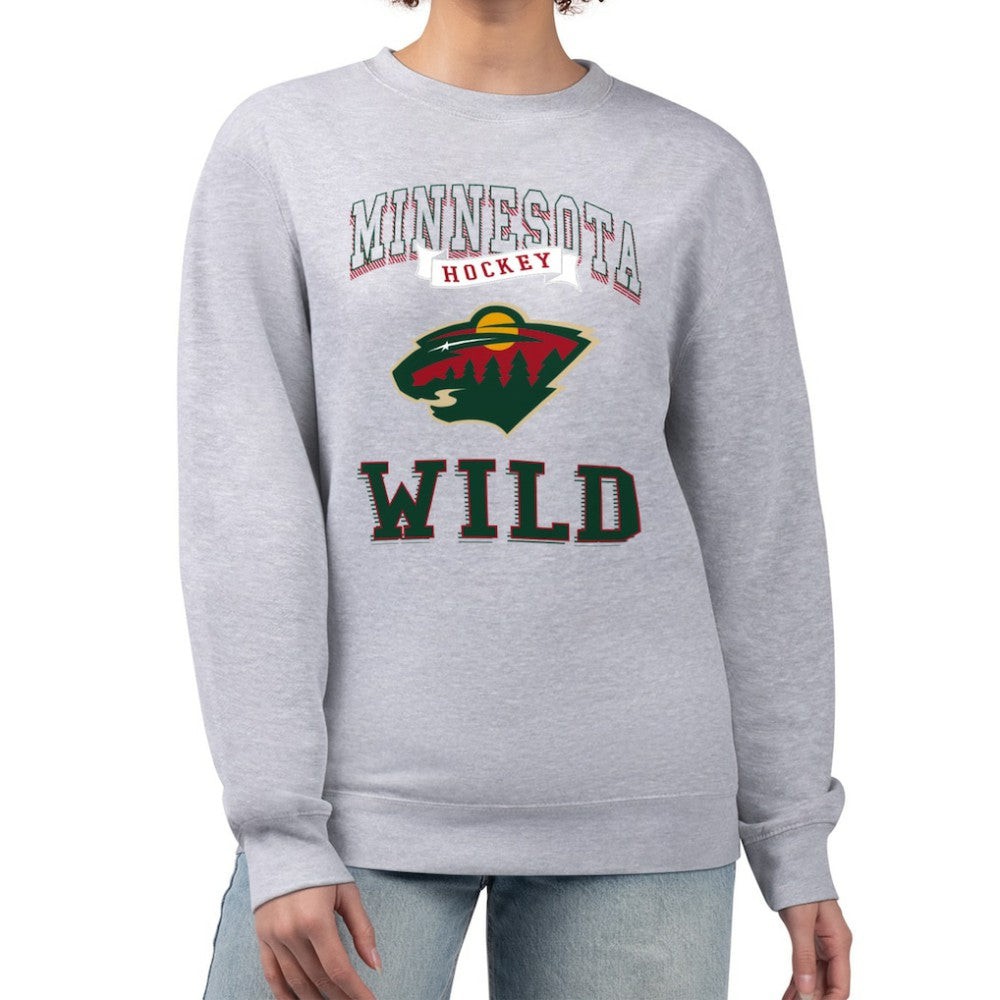 Minnesota Wild G-III 4Her by Carl Banks Women's Team Logo Tri-Blend Fleece Pullover Sweatshirt - Heather Gray Sweatshirts