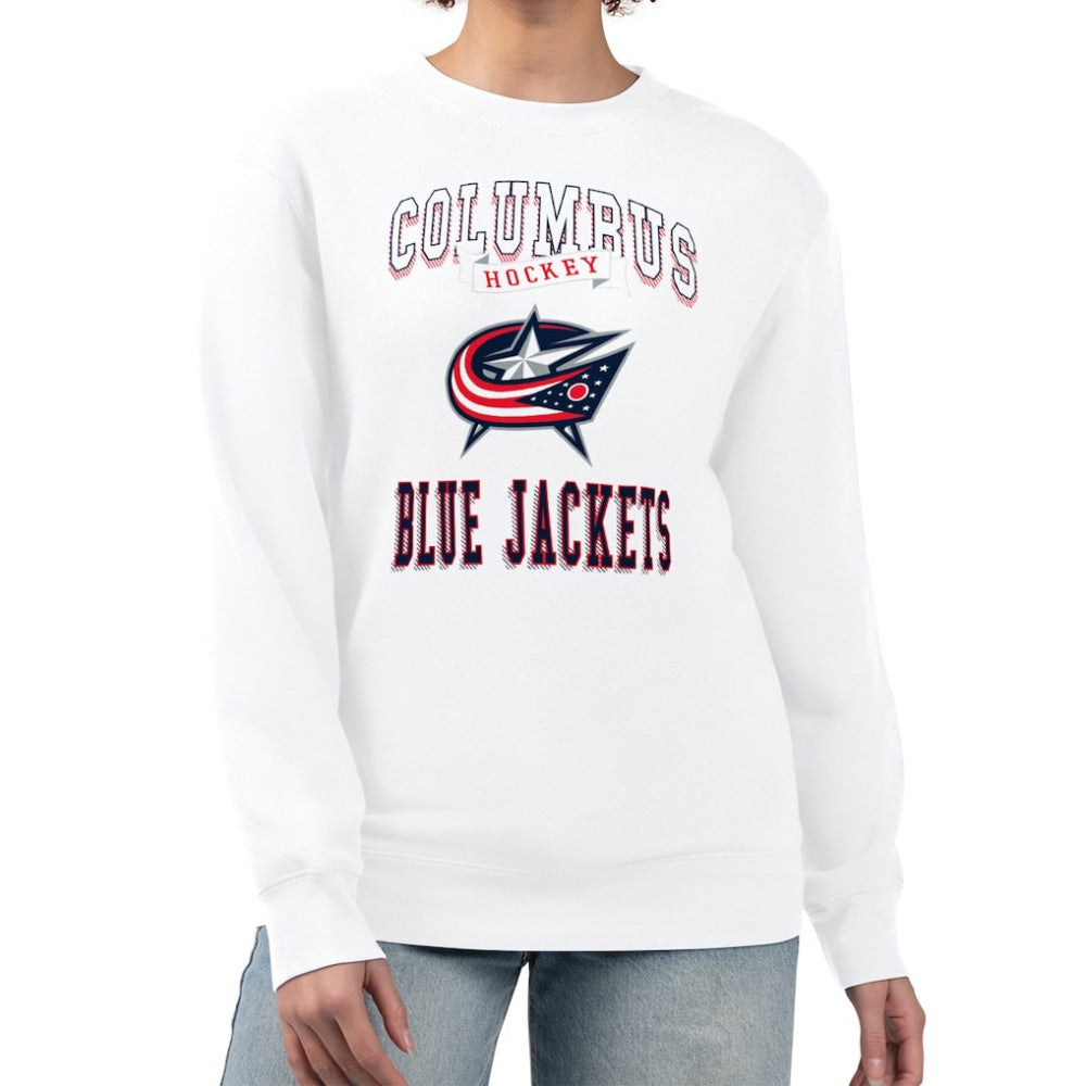 Columbus Blue Jackets G-III 4Her by Carl Banks Women's Team Logo Tri-Blend Fleece Pullover Sweatshirt - White Sweatshirts