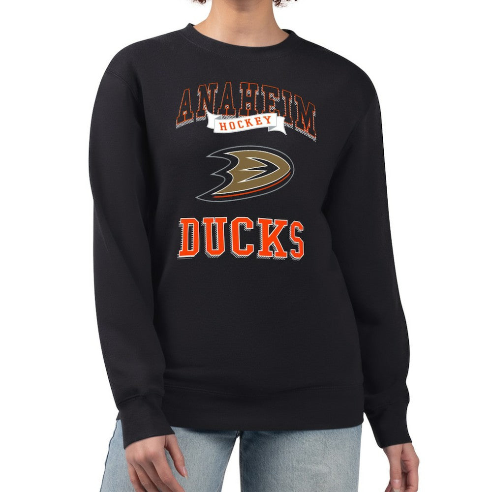 Anaheim Ducks G-III 4Her by Carl Banks Women's Team Logo Tri-Blend Fleece Pullover Sweatshirt - Black Sweatshirts