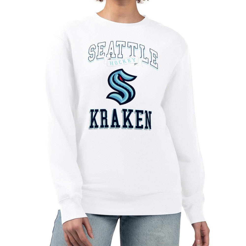 Seattle Kraken G-III 4Her by Carl Banks Women's Team Logo Tri-Blend Fleece Pullover Sweatshirt - White Sweatshirts