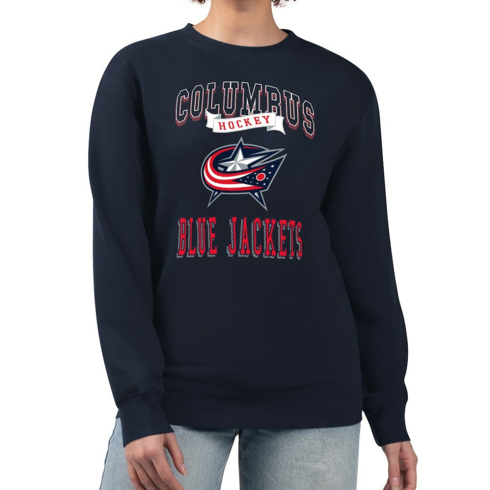 Columbus Blue Jackets G-III 4Her by Carl Banks Women's Team Logo Tri-Blend Fleece Pullover Sweatshirt - Navy Sweatshirts