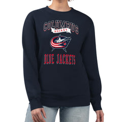 Columbus Blue Jackets G-III 4Her by Carl Banks Women's Team Logo Tri-Blend Fleece Pullover Sweatshirt - Navy Sweatshirts