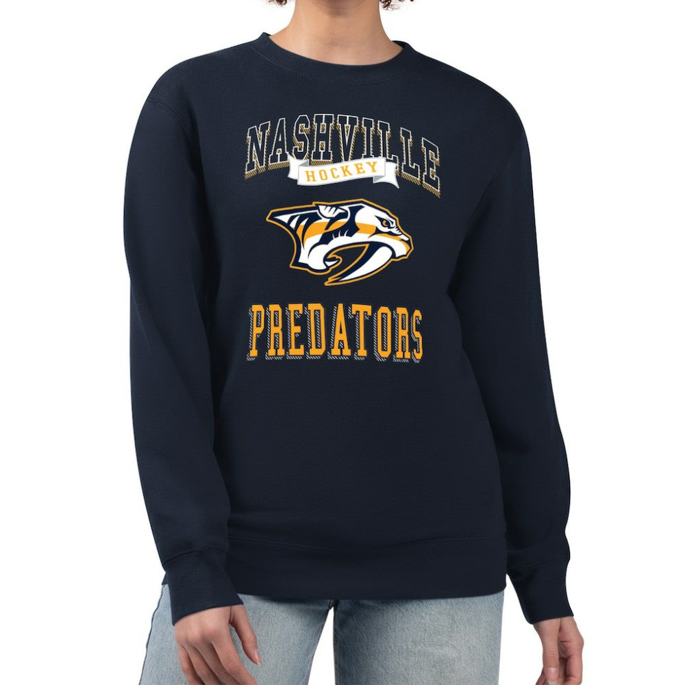 Nashville Predators G-III 4Her by Carl Banks Women's Team Logo Tri-Blend Fleece Pullover Sweatshirt - Navy Sweatshirts