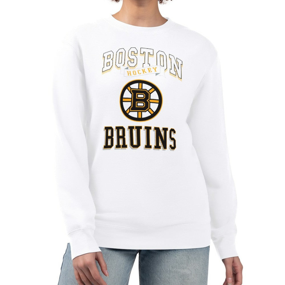 Boston Bruins G-III 4Her by Carl Banks Women's Team Logo Tri-Blend Fleece Pullover Sweatshirt - White Sweatshirts