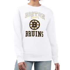 Boston Bruins G-III 4Her by Carl Banks Women's Team Logo Tri-Blend Fleece Pullover Sweatshirt - White Sweatshirts