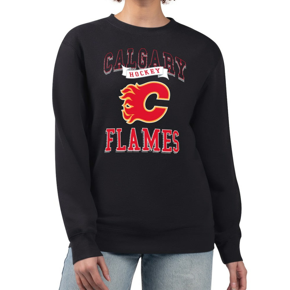 Calgary Flames G-III 4Her by Carl Banks Women's Team Logo Tri-Blend Fleece Pullover Sweatshirt - Black Sweatshirts