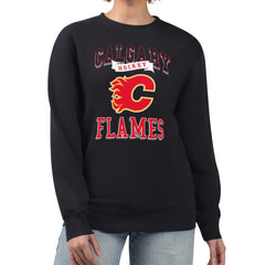 Calgary Flames G-III 4Her by Carl Banks Women's Team Logo Tri-Blend Fleece Pullover Sweatshirt - Black Sweatshirts