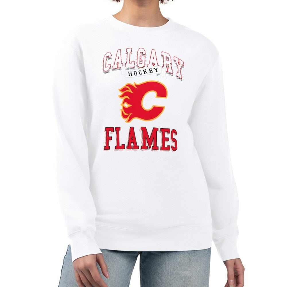 Calgary Flames G-III 4Her by Carl Banks Women's Team Logo Tri-Blend Fleece Pullover Sweatshirt - White Sweatshirts