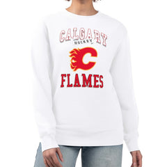 Calgary Flames G-III 4Her by Carl Banks Women's Team Logo Tri-Blend Fleece Pullover Sweatshirt - White Sweatshirts