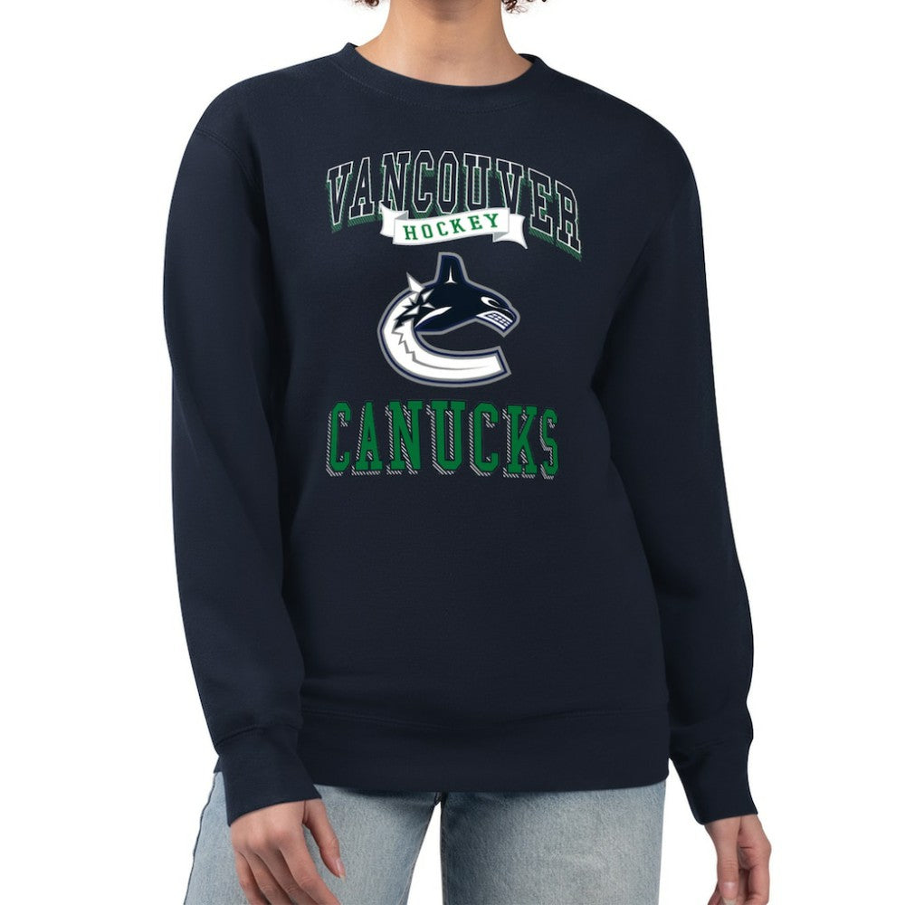 Vancouver Canucks G-III 4Her by Carl Banks Women's Team Logo Tri-Blend Fleece Pullover Sweatshirt - Navy Sweatshirts