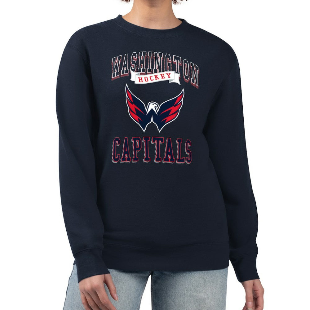 Washington Capitals G-III 4Her by Carl Banks Women's Team Logo Tri-Blend Fleece Pullover Sweatshirt - Navy Sweatshirts
