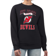 New Jersey Devils G-III 4Her by Carl Banks Women's Team Logo Tri-Blend Fleece Pullover Sweatshirt - Black Sweatshirts
