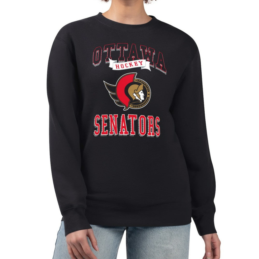 Ottawa Senators G-III 4Her by Carl Banks Women's Team Logo Tri-Blend Fleece Pullover Sweatshirt - Black Sweatshirts