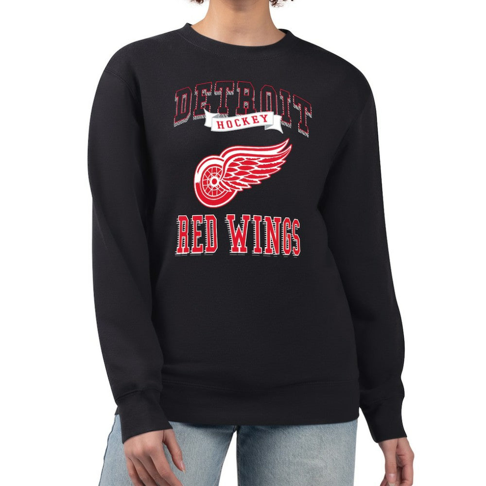 Detroit Red Wings G-III 4Her by Carl Banks Women's Team Logo Tri-Blend Fleece Pullover Sweatshirt - Black Sweatshirts