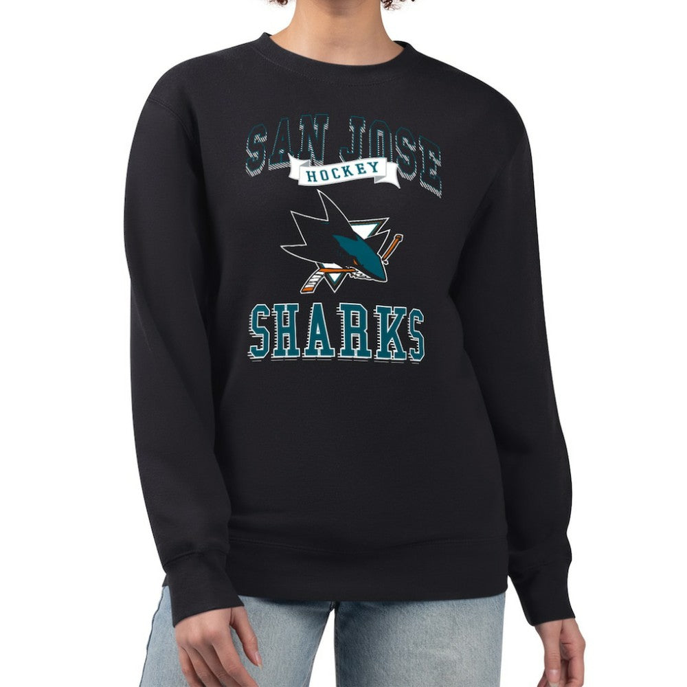 San Jose Sharks G-III 4Her by Carl Banks Women's Team Logo Tri-Blend Fleece Pullover Sweatshirt - Black Sweatshirts
