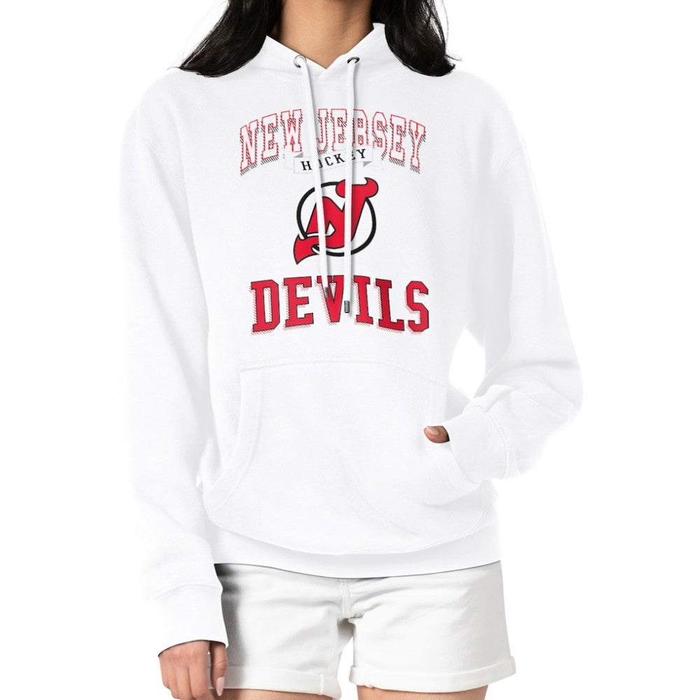 New Jersey Devils G-III 4Her by Carl Banks Women's Team Logo Tri-Blend Fleece Pullover Hoodie - White Jerseys