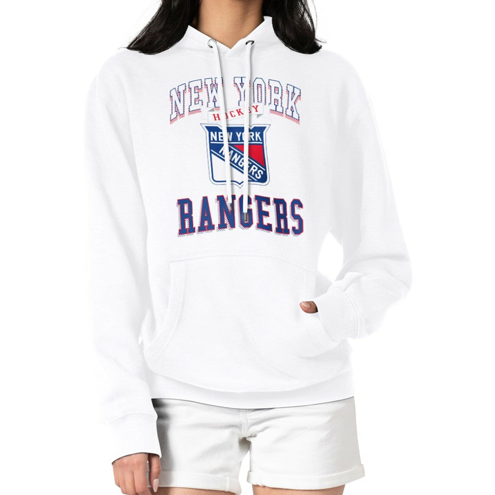 New York Rangers G-III 4Her by Carl Banks Women's Team Logo Tri-Blend Fleece Pullover Hoodie - White Hoodies