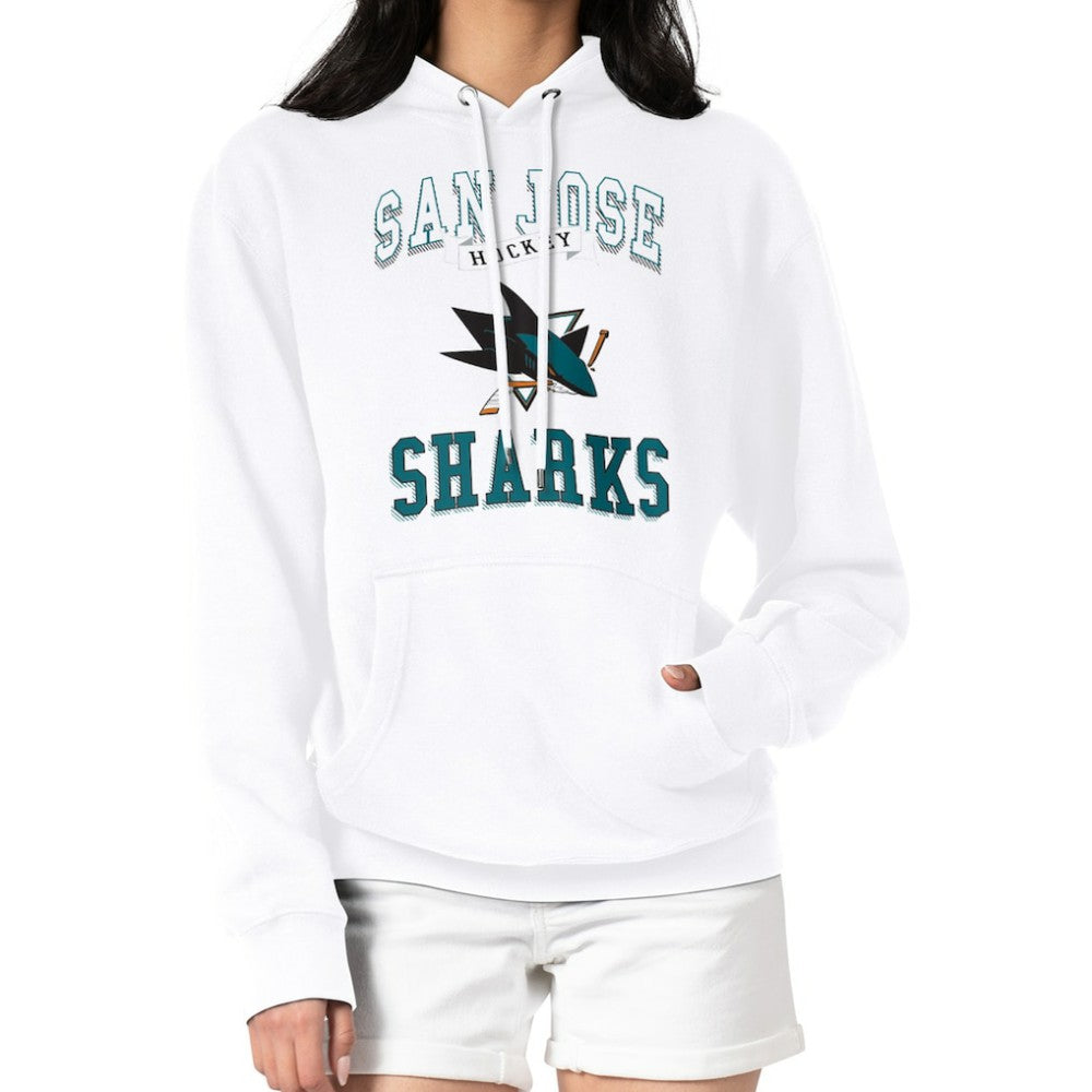 San Jose Sharks G-III 4Her by Carl Banks Women's Team Logo Tri-Blend Fleece Pullover Hoodie - White Hoodies
