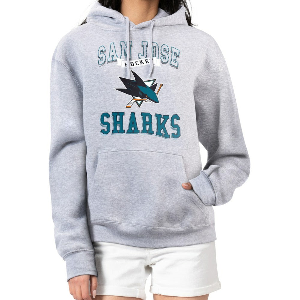 San Jose Sharks G-III 4Her by Carl Banks Women's Team Logo Tri-Blend Fleece Pullover Hoodie - Heather Gray Hoodies
