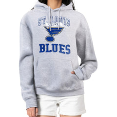 St. Louis Blues G-III 4Her by Carl Banks Women's Team Logo Tri-Blend Fleece Pullover Hoodie - Heather Gray Hoodies