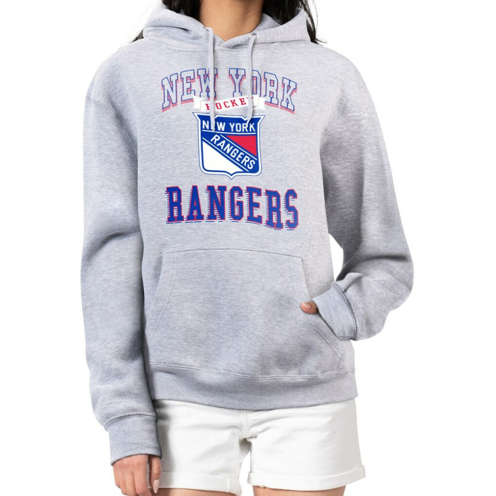 New York Rangers G-III 4Her by Carl Banks Women's Team Logo Tri-Blend Fleece Pullover Hoodie - Heather Gray Hoodies