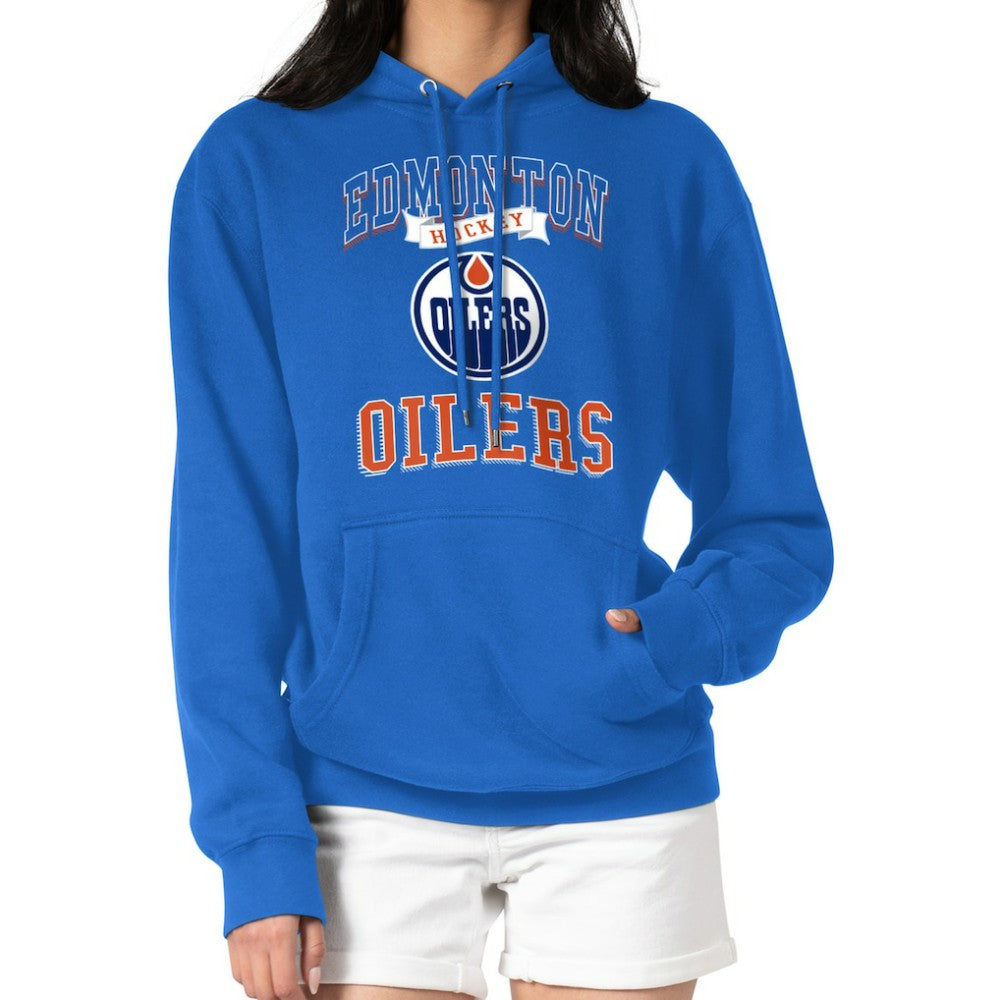 Edmonton Oilers G-III 4Her by Carl Banks Women's Team Logo Tri-Blend Fleece Pullover Hoodie - Royal Hoodies