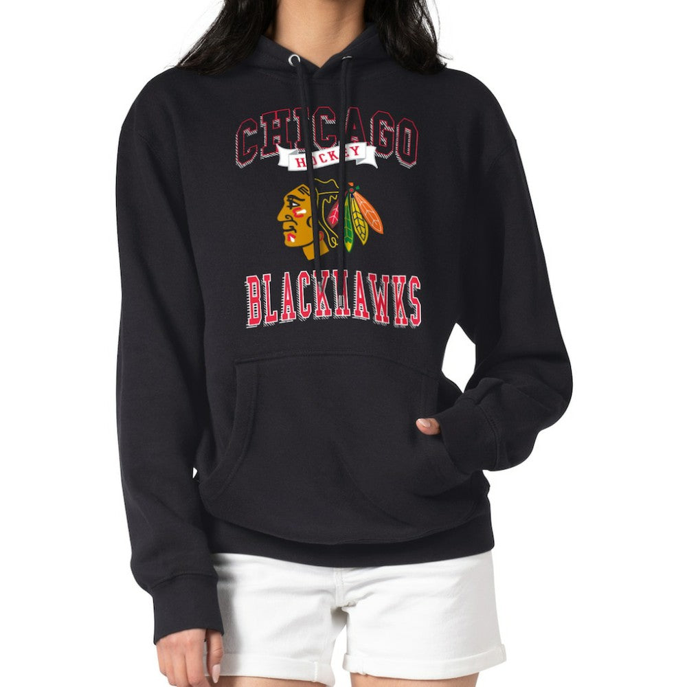 Chicago Blackhawks G-III 4Her by Carl Banks Women's Team Logo Tri-Blend Fleece Pullover Hoodie - Black Hoodies